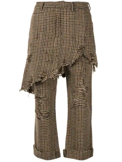 Shop R13 Double Classic Houndstooth Trouser In Brown