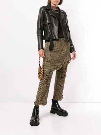 Shop R13 Double Classic Houndstooth Trouser In Brown