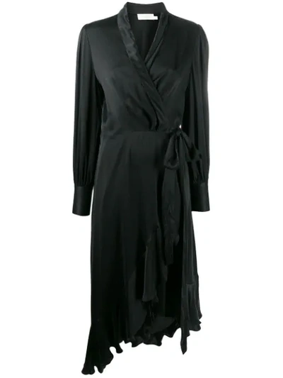 Shop Zimmermann V-neck Wrap Dress In Black