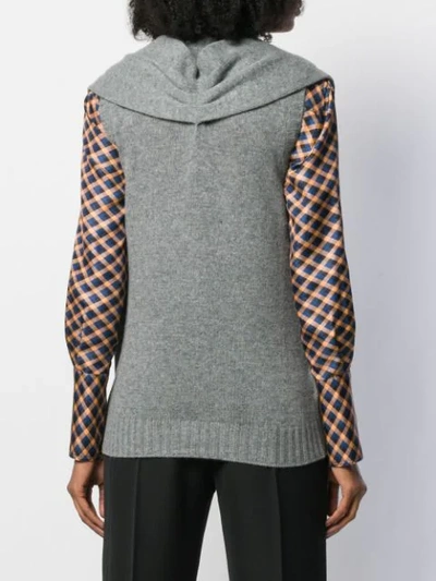 Shop Prada Scarf Style Knitted Top In Grey