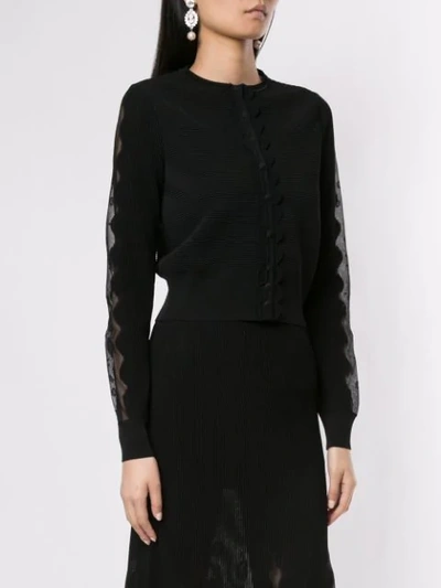 Shop Alexander Mcqueen Ottoman Knit Cardigan In Black