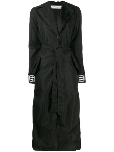 Shop Off-white Cuff Logo Belted Trench Coat In Black