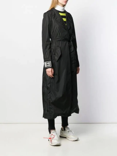 Shop Off-white Cuff Logo Belted Trench Coat In Black