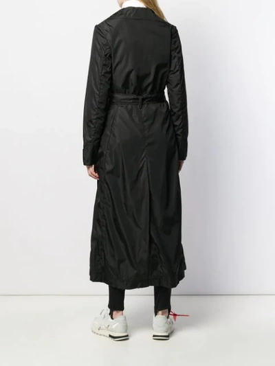 Shop Off-white Cuff Logo Belted Trench Coat In Black
