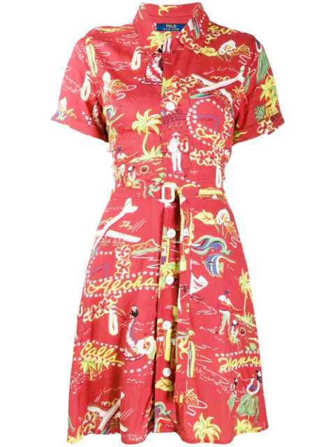 ralph lauren red shirt dress