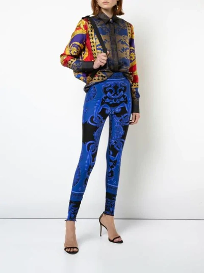 Shop Versace Signature Print Shirt In Blue