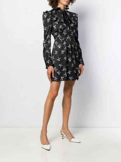 Shop Alessandra Rich Bow Print Dress In Black