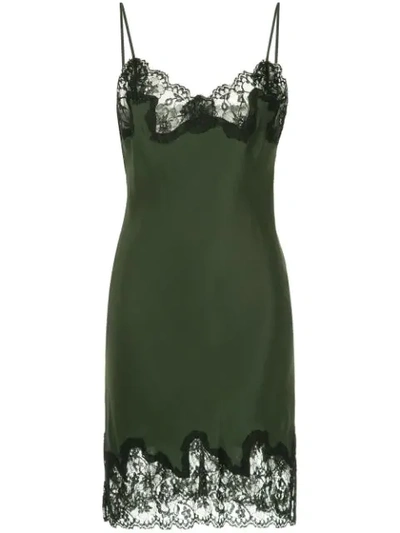 Shop Gold Hawk Lace Trim Slip Dress - Green
