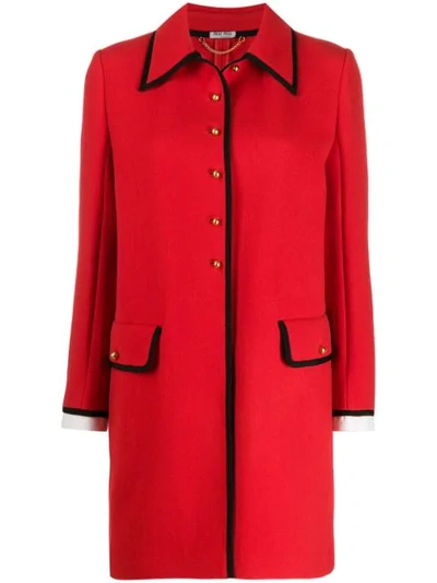 Shop Miu Miu Single-breasted Coat In Red