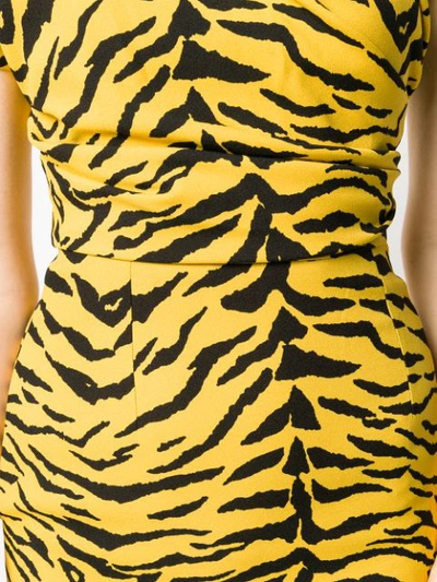 Shop Saint Laurent Animal Print Asymmetrical Dress In Yellow