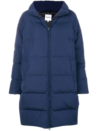 Shop Aspesi Oversized Puffer Coat In Blue