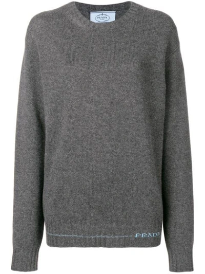 Shop Prada Slouchy Sweater - Grey