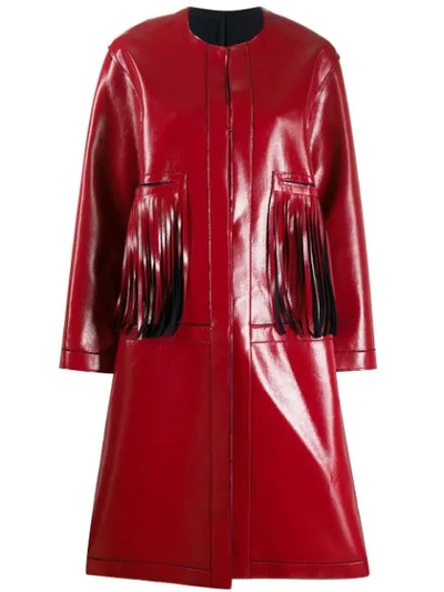 Shop Sara Lanzi Fringed Mac In Red