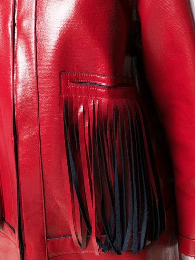 Shop Sara Lanzi Fringed Mac In Red