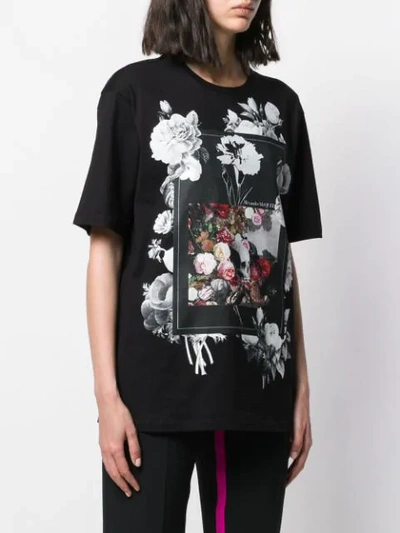 Shop Alexander Mcqueen Floral Box Scene T-shirt In Black