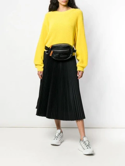 Shop Sacai Midi Pleated Skirt In Black