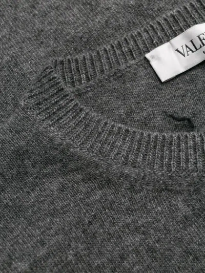 Shop Valentino Embroidered Knitted Sweater In Grey