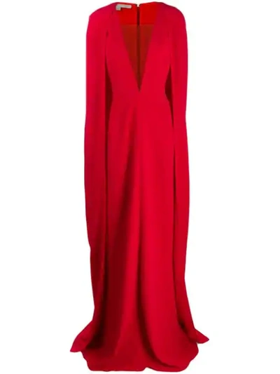 Shop Stella Mccartney Cape-style Evening Gown In Red