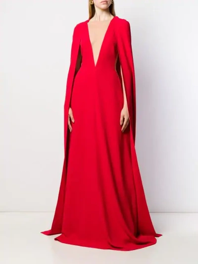 Shop Stella Mccartney Cape-style Evening Gown In Red