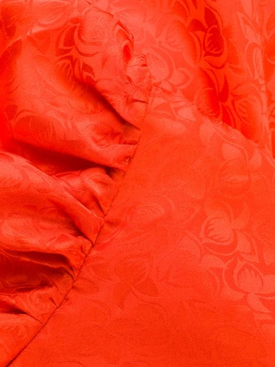 SALONI RUCHED SHOULDER MIDI DRESS - 橘色