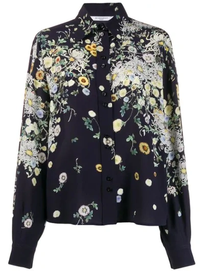 Shop Givenchy Floral Print Shirt In Blue