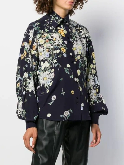 Shop Givenchy Floral Print Shirt In Blue