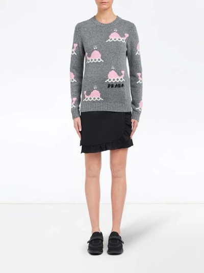 Shop Prada Wale Pattern Jumper In Grey