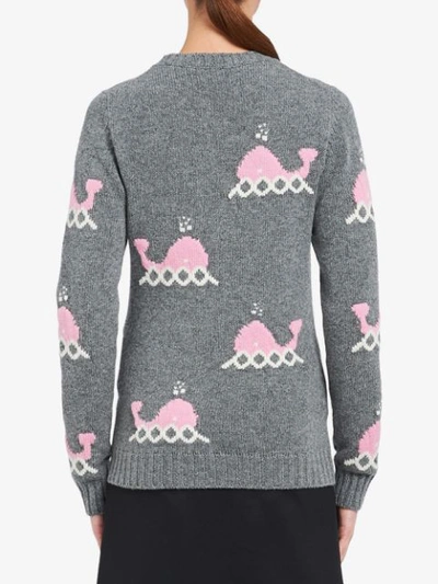 Shop Prada Wale Pattern Jumper In Grey