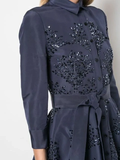 Shop Carolina Herrera Floral-embellished Silk Gown In Blue