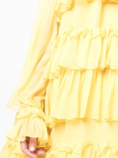 Shop Adam Lippes Tiered Ruffle Dress In Yellow