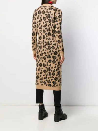 Shop Red Valentino Leopard-print Long Cardigan In Neutrals