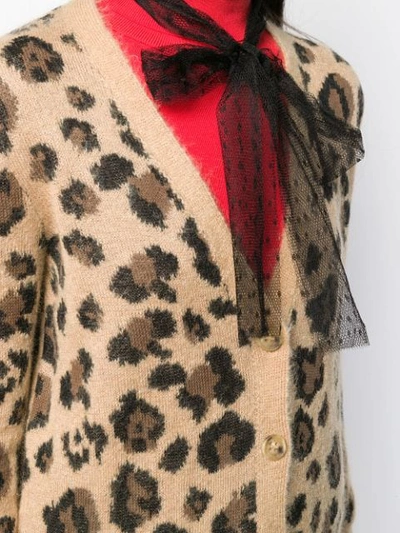 Shop Red Valentino Leopard-print Long Cardigan In Neutrals
