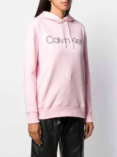 Shop Calvin Klein Printed Logo Hoodie In Pink