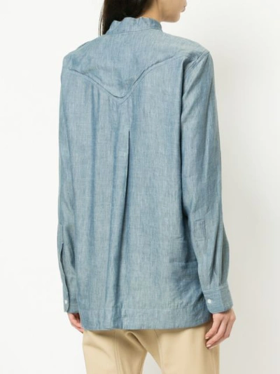 Shop Bassike Pull-over Fitted Shirt - Blue