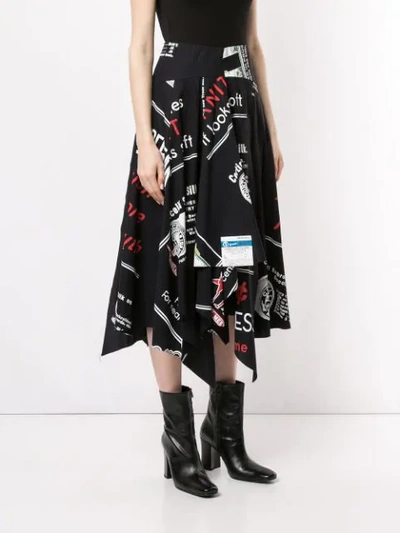 Shop Miharayasuhiro Asymmetric Pleated Skirt In Black