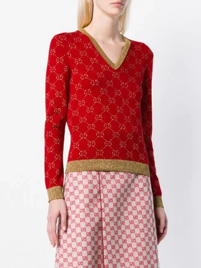 Shop Gucci Gg Lurex Knit Jumper - Red