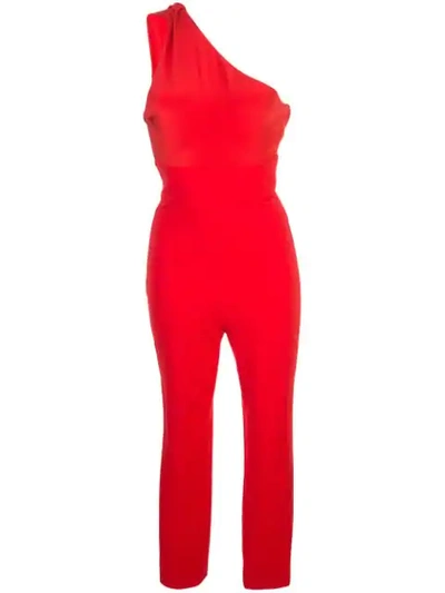 Shop Cushnie One Shoulder Jumpsuit In Vermilion