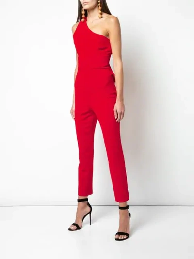 Shop Cushnie One Shoulder Jumpsuit In Vermilion