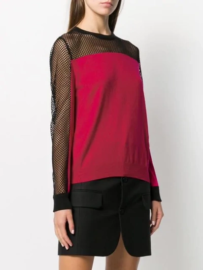 Shop Boutique Moschino Long Sleeve Mesh Top In Pink