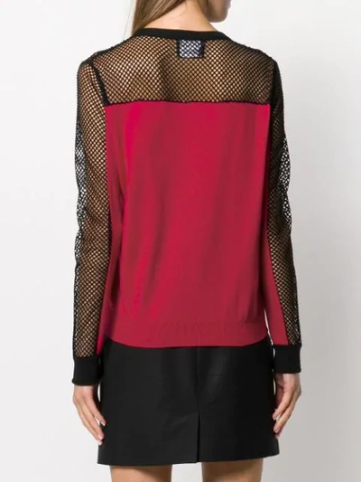 Shop Boutique Moschino Long Sleeve Mesh Top In Pink