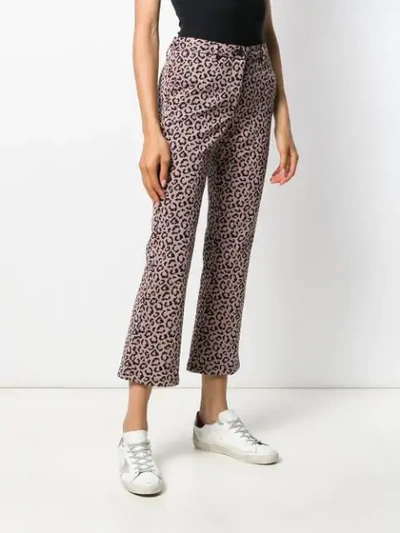 WHITE SAND CROPPED LEOPARD PRINT TROUSERS - 粉色