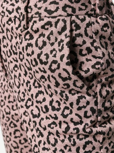 Shop White Sand Cropped Leopard Print Trousers In Pink