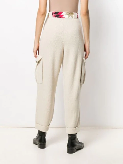 Shop Alanui Belted Knit Trousers In Neutrals