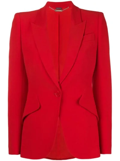 Shop Alexander Mcqueen Single Button Blazer In Red