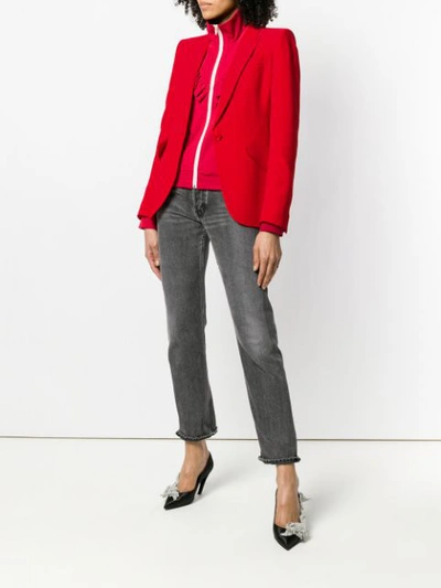 Shop Alexander Mcqueen Single Button Blazer In Red