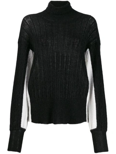 Shop Maison Flaneur Colour Block Jumper In Black