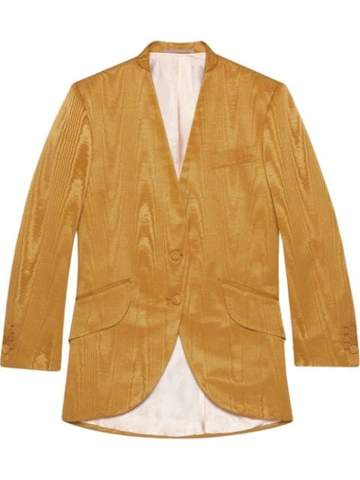 Shop Gucci Moiré Single-breasted Jacket In Yellow