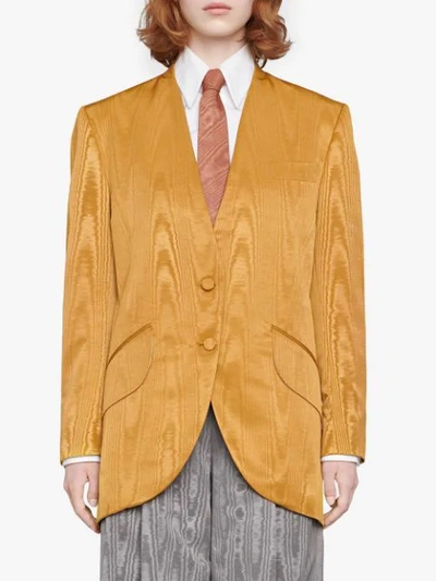 Shop Gucci Moiré Single-breasted Jacket In Yellow
