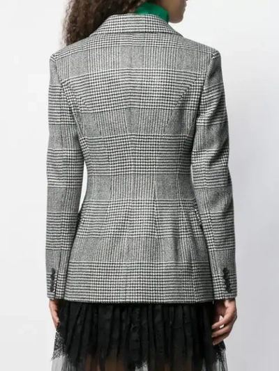 Shop Ermanno Scervino Slim-fit Houndstooth Blazer In G3500 Black White