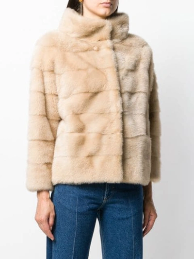 Shop Simonetta Ravizza Mink Fur Coat In Neutrals